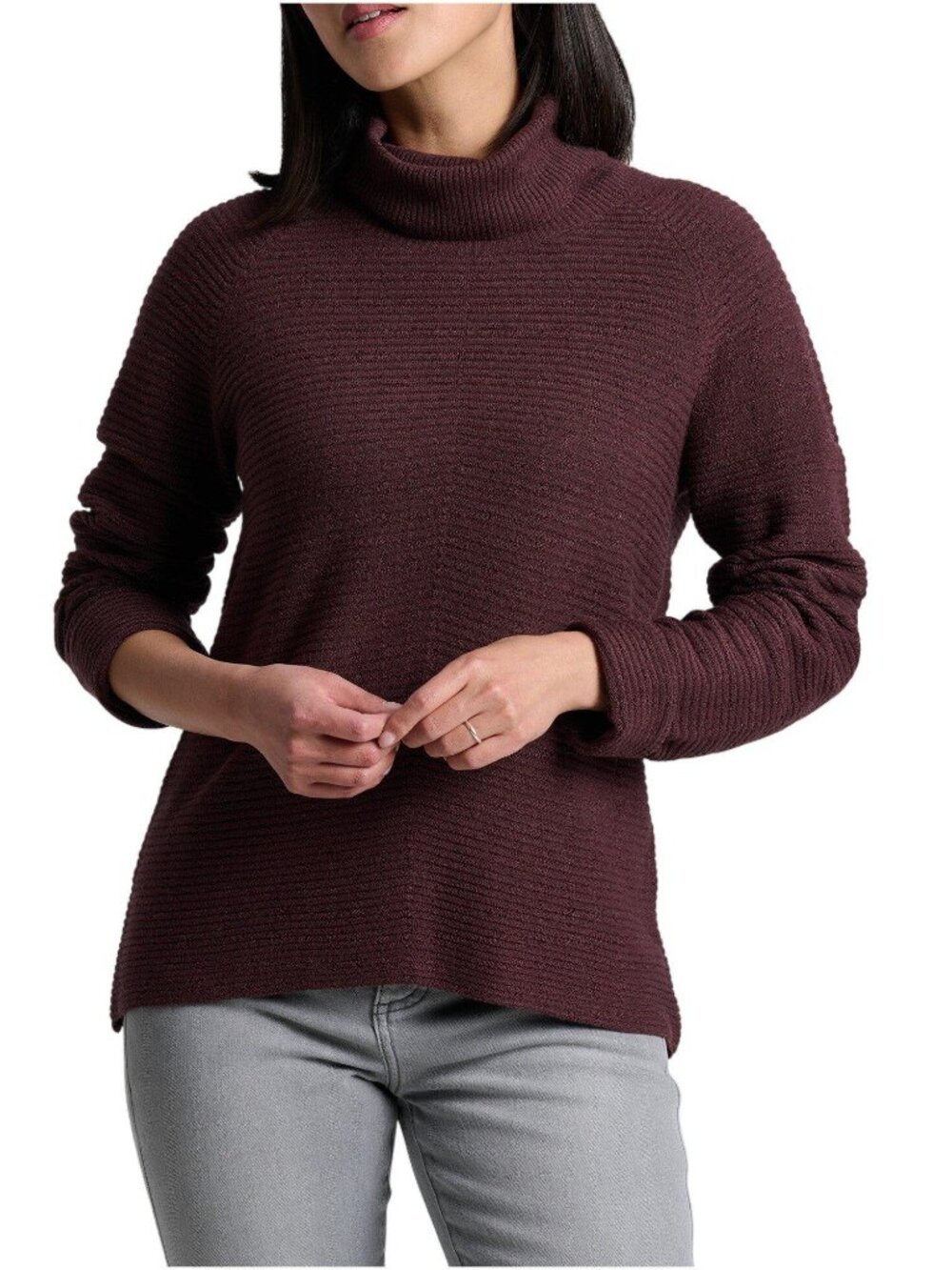 Kuhl women's Solace Turtleneck Pullover sweater small ribbed purple eggplant